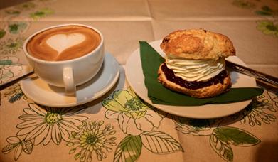 A cup of tea and a cream scone at Langlands Cafe, Pocklington in East Yorkshrie.