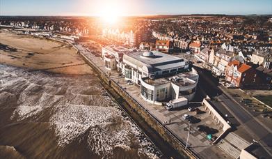 The sun setting over Bridlington Spa in East Yorkshire.